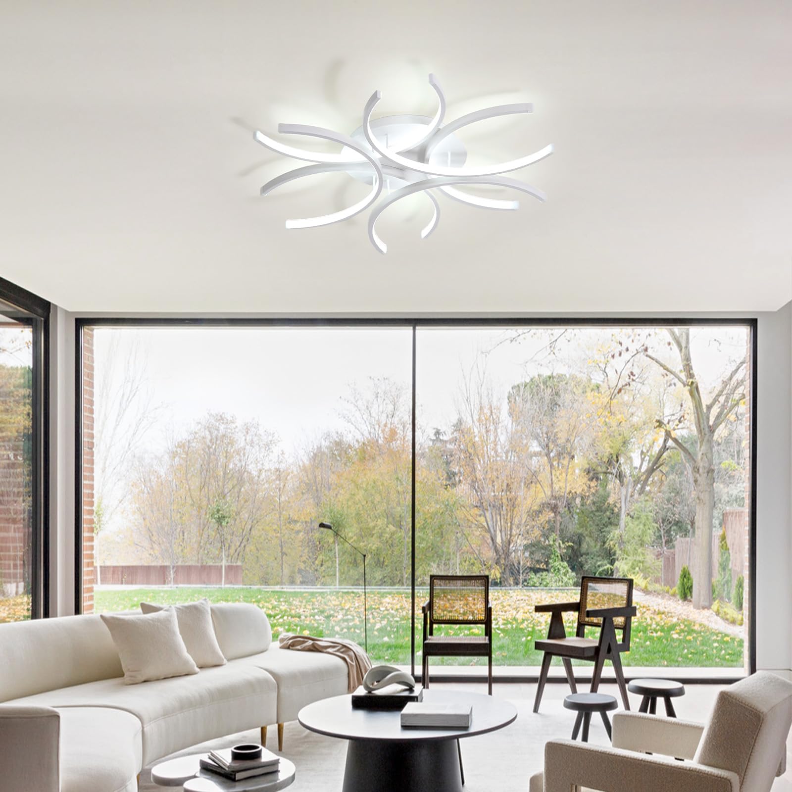 LED Plafoniera Camera da Letto Dimmerabile Moderne Plafoniere e Telecomando Soggiorno 6000K Lampada da Soffitto APP Grande Salone Plafoniera Soffitto Metallo Bianco per Sala Da Pranzo
