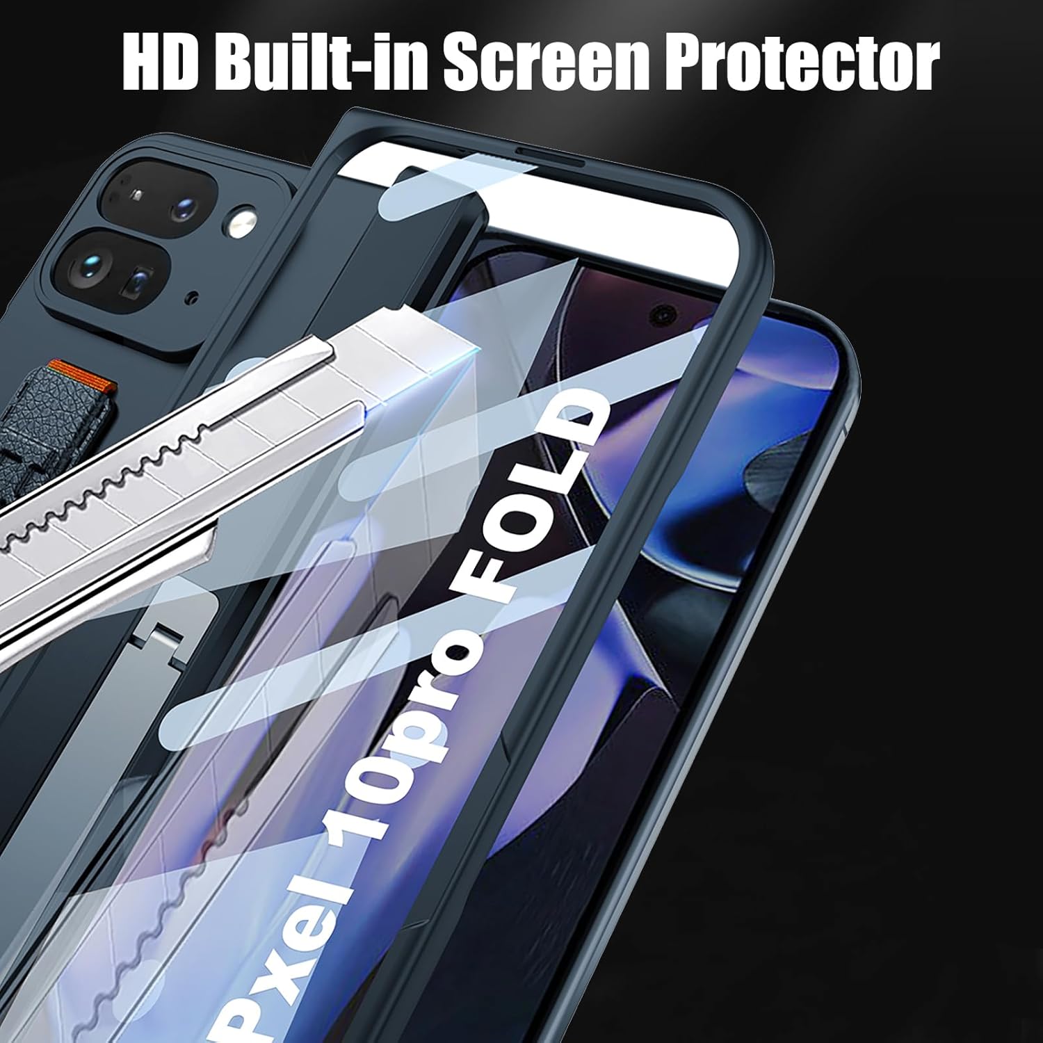 Case for Google Pixel 10 Pro Fold with Wrist Strap & Magnetic Hinge Protective and Screen Protector & Foldable Kickstand, Hard PC Shockproof Protective Cover for Google Pixel 10 Pro Fold (Green)