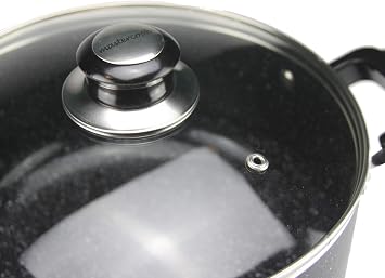 Mastercook Non Stick Casserole with Glass Lid 26cm - 6L Marble Finish Heavy Duty Round Ceramic Non Stick Coating Aluminium Casserole Pot Pan Dish with Double Bakelite Handles (26cm - 6L)