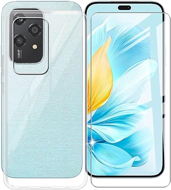 for Honor 200 Lite Phone Case with [1 Pack] Screen Protector, Clear Soft Silicone TPU Protective Case, Anti-Fall Ultra-Thin Bumper Case for Honor 200 Lite 6.67" - Crystal Clear