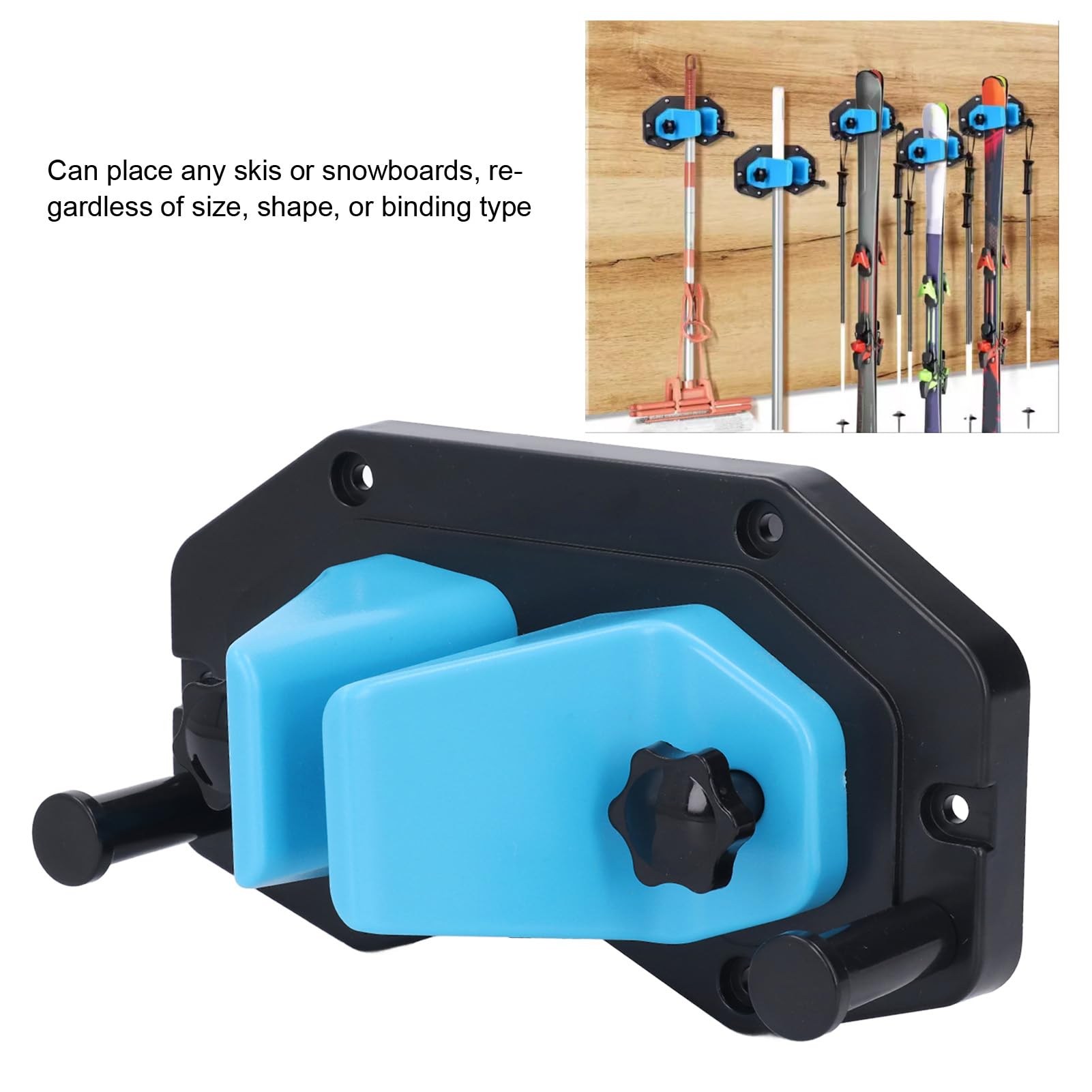 Asixxsix Ski & Snowboard Wall Rack, Ski Holders Organizer for Garage Wall Fits Any Ski/board, Garage Organization Space Saving Winter Gear Organizer, Auto Locking, Snowboard Display