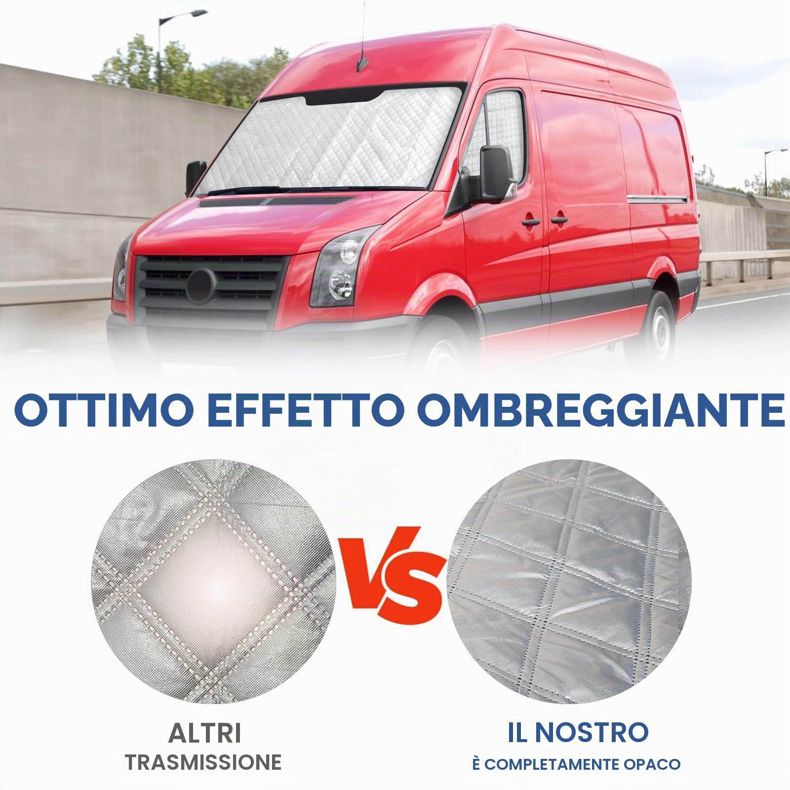 Tappetino Termico sostituzione per VW Crafter/Grand California 2006-2017 3 Pezzi, Protezione Solare per Parabrezza, Visiere Parasole Pieghevoli, Fodera nera