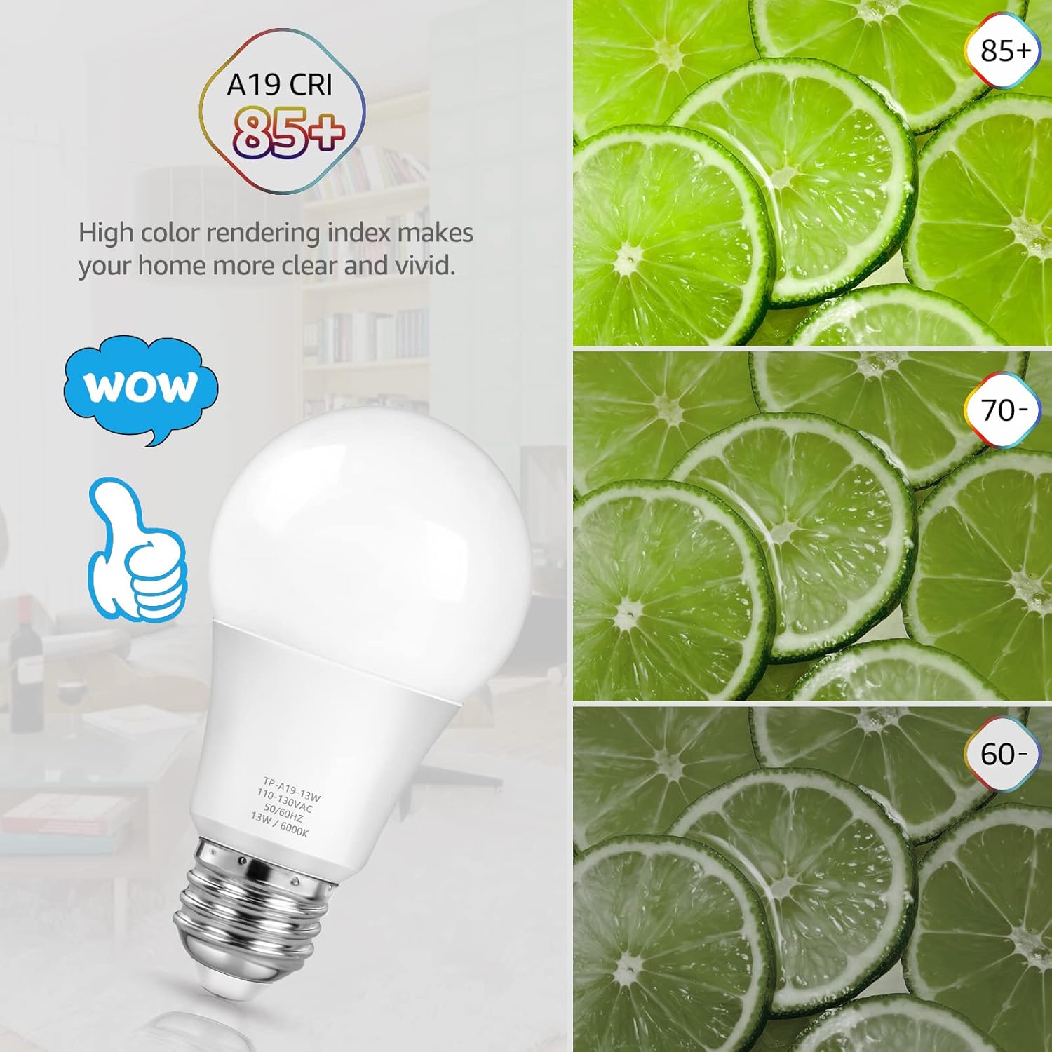 MAXvolador A19 LED Light Bulb,100 Watt Equivalent,6000K Daylight Deluxe LED Bulb, 1500 Lumens,E26 Base, No Dimmable,No Flicker for Living Room Office,12-Pack