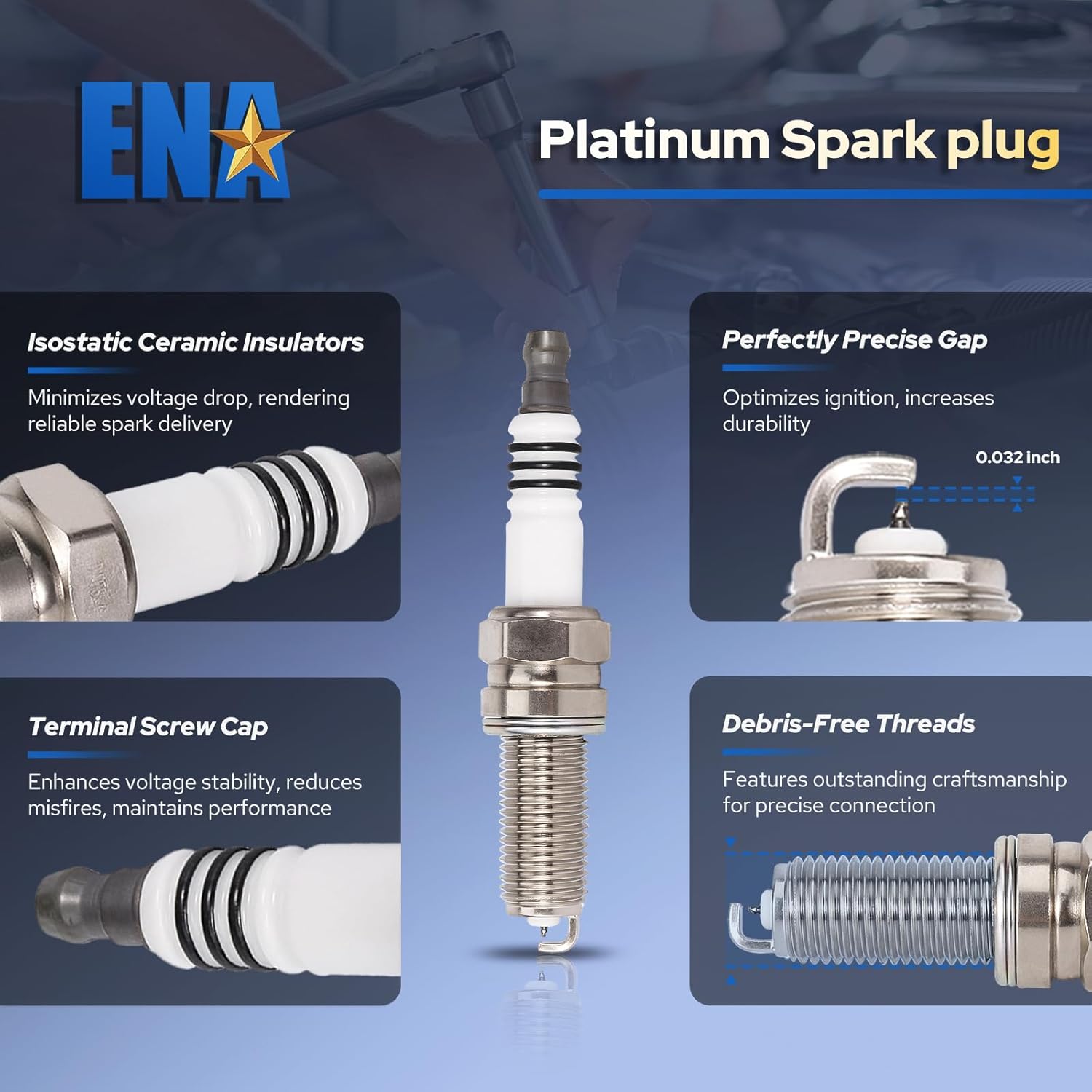 ENA 6 Ignition Coil Pack UF535 and 95983 Iridium Spark Plugs 2.5L 3.0L 3.5L V6 Compatible with Mercedes-Benz C230 C280 C300 C350 CLK350 E350 GLK350 ML350 ML450 R350 S400 SLK280 SLK300 SLK350 Sprinter
