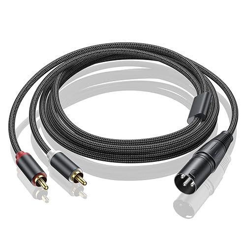 Seefeful Cable de conexión doble RCA a XLR macho en Y, desequilibrado 2 conectores RCAteléfono a 1 adaptador de cable duplicador XLR - (6 pies6.6ft)