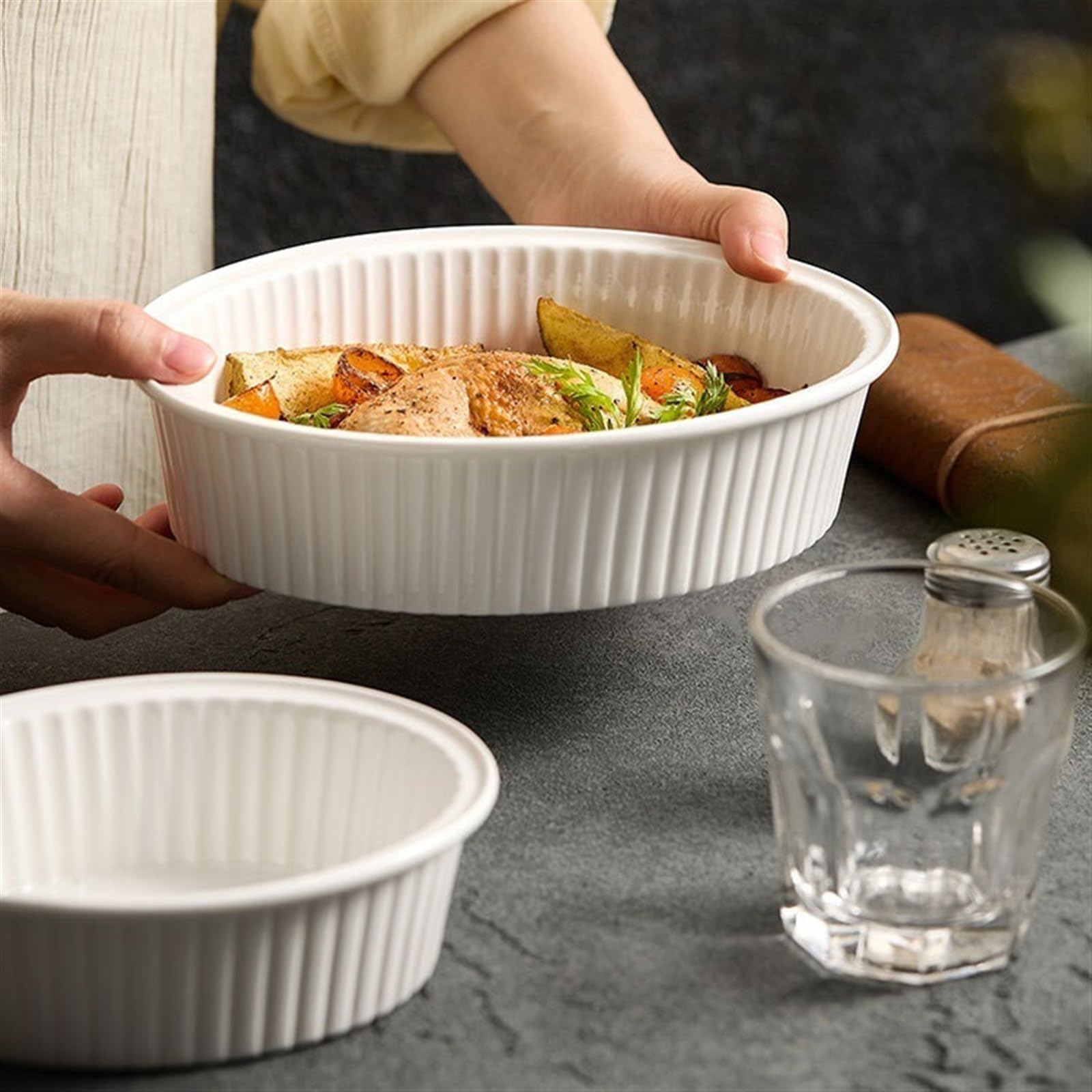 Teglie per Lasagne, Teglia da Forno in Ceramica da 6,25 e 8,25 Pollici, Adatta al Forno e al microonde, Resistente alle Alte Temperature(8.25 Inches)