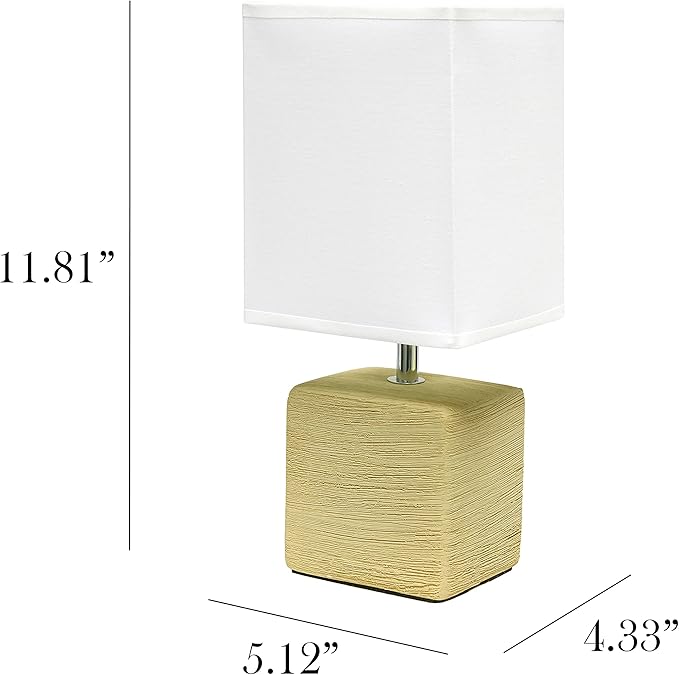 Lámpara de Mesa Simple Designs Base Cerámica Beige Pantalla Blanca miniatura 3