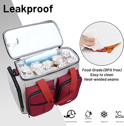 Miniatura 8 de MIER Lonchera para hombres de alta resistencia con 20 latas, bolsa de almuerzo grande aislada a prueba de fugas con múltiples bolsillos para mujeres