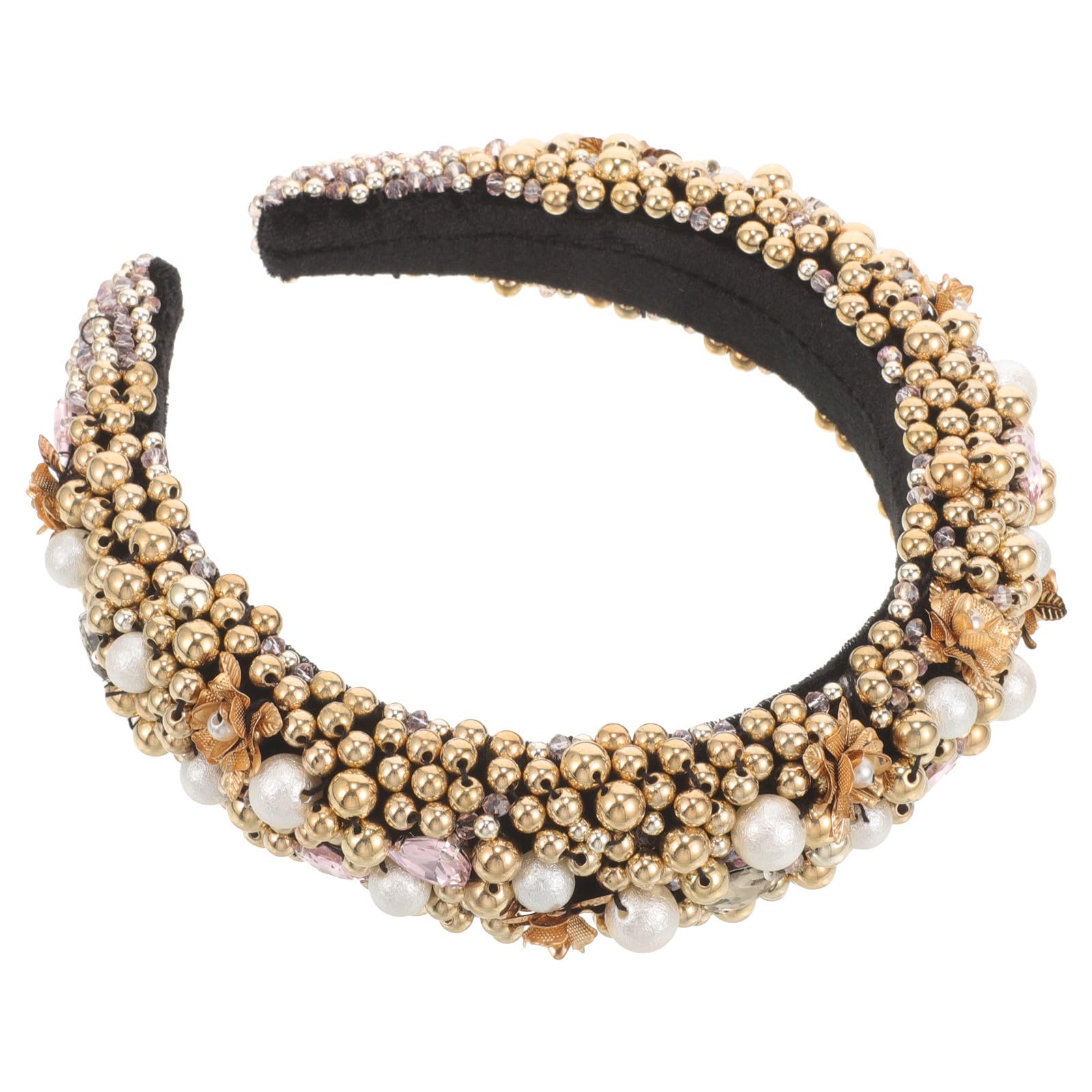 Diadema Ancha de Vidrio y Perlas Barrocas para Mujer