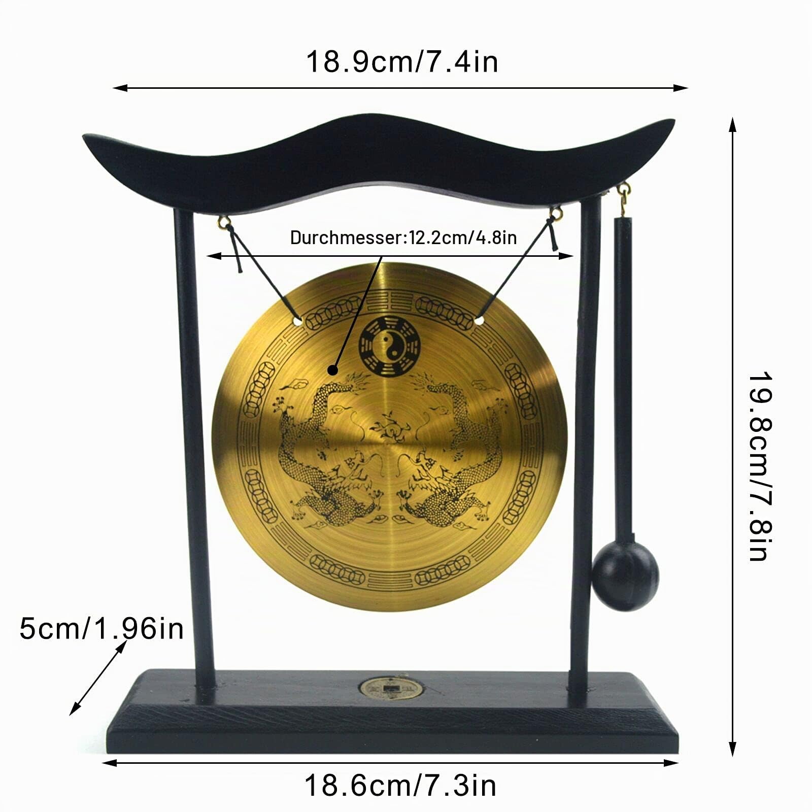 Gong mit Schlägel Tragbare Messing Gong Klein Tamtam Gong H1303