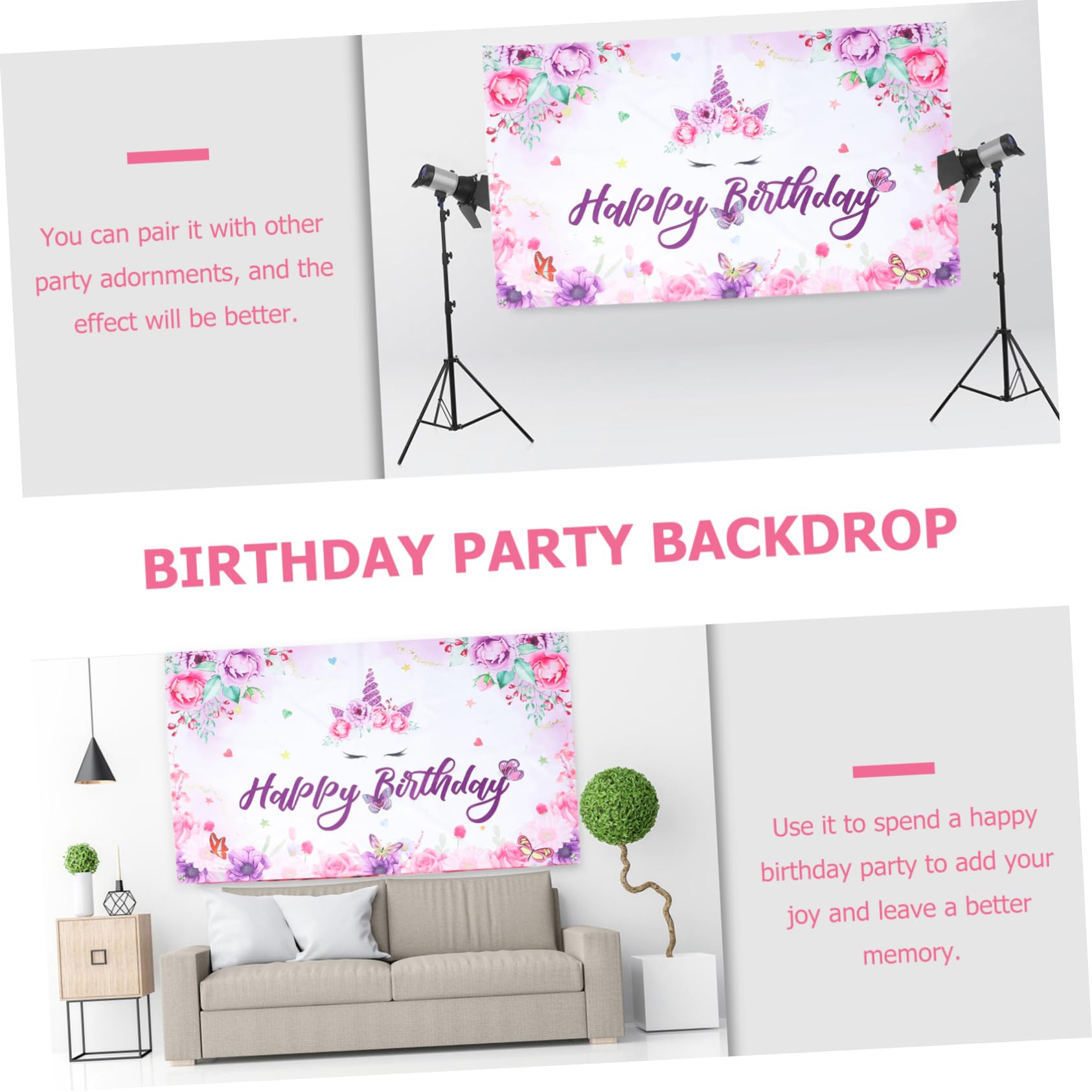 Abaodam 3 Piezas Banner De Cumpleaños Colgantes Pancarta De Decoraciones Pancarta De Feliz Cumpleaños Pancarta De Mesa Fondo Suministros De Fiesta De Cumpleaños Poliéster Chica
