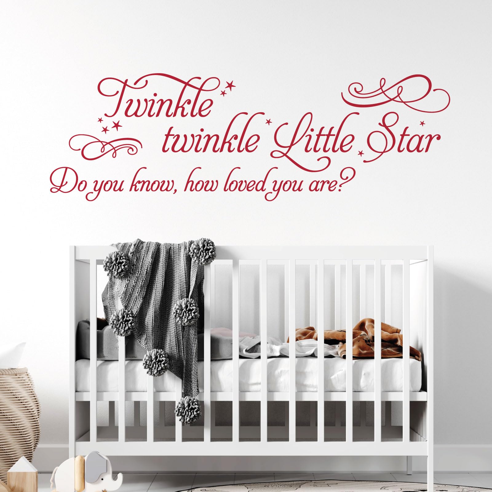 Twinkle Twinkle Little Star, do You Know How Loved You are?... - Baby Nursery Wall Art Sticker [Large] [Cherry]