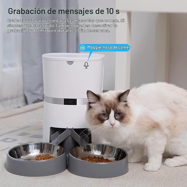 Foto 4 de 7 de 2.4G WiFi Comedero Automático para Gatos y Perros & Múltiples Mascotas,Dispensador de Comida con Control…