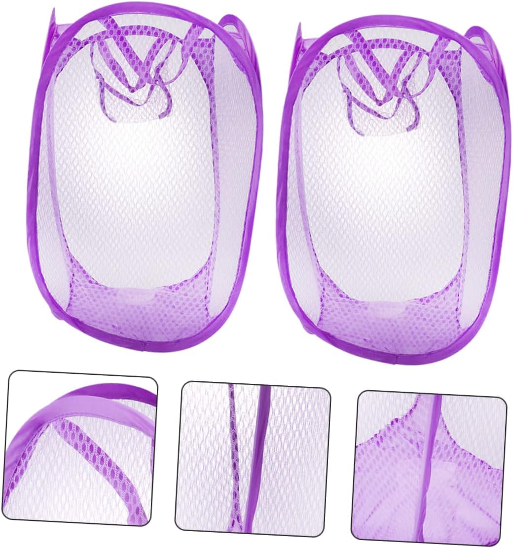 2pcs Folding Laundry Hamper Mesh Capacity Storage Baskets for Laundry Organizer Non-fading Washable