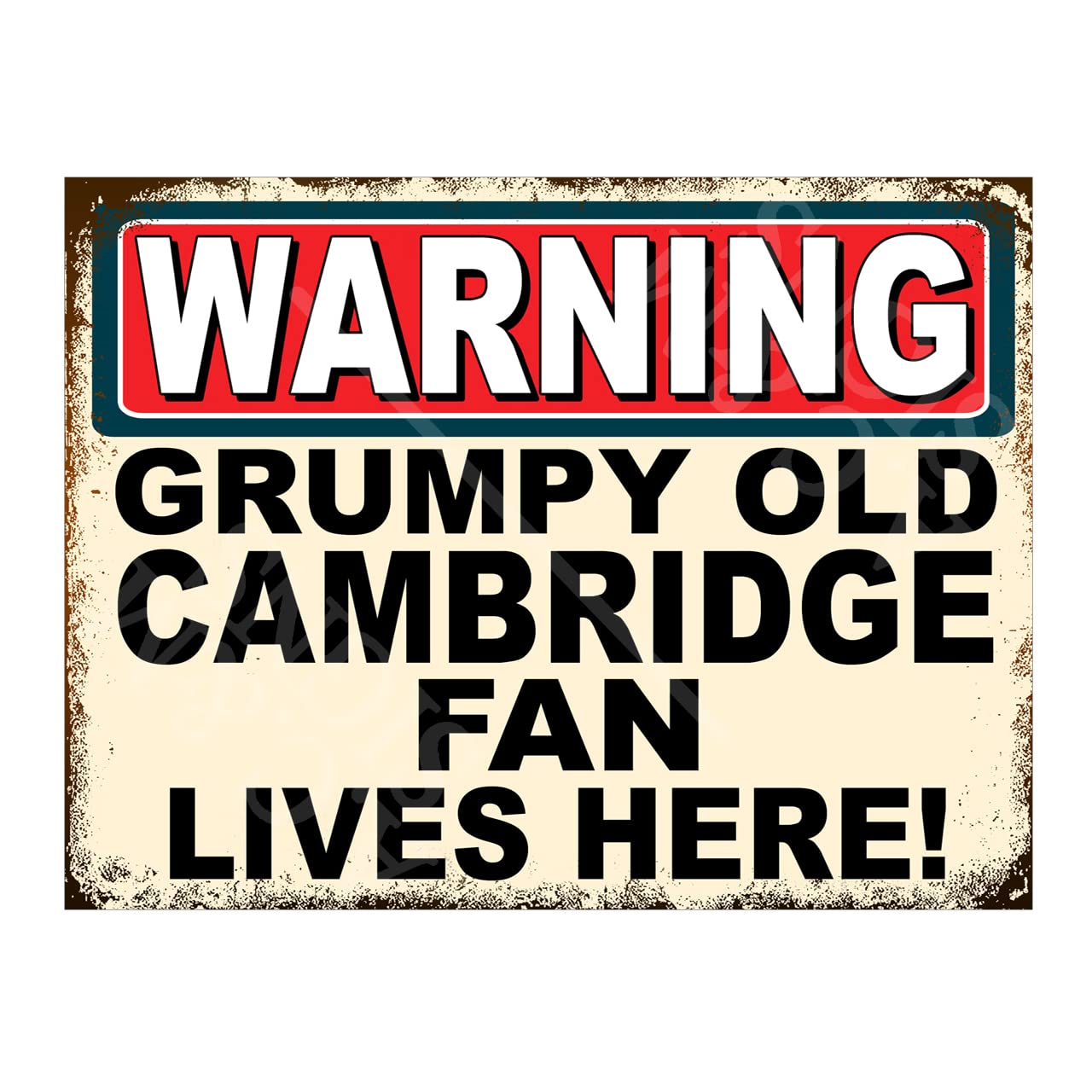 Metal Sign Plaque Poster Cambridge Fan Lives Here Ref4717 8x6in