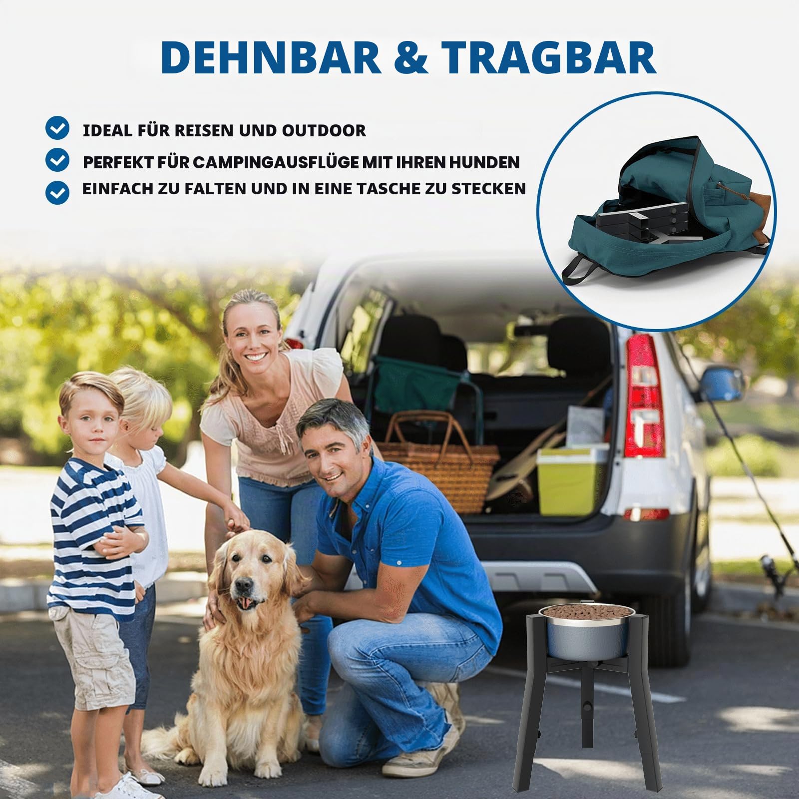 SHAINFUN Verstellbarer Hundenapfständer für große und extra große Hunde, einzelner hoher Futternapf, höhenverstellbar 24,9 cm - 34 cm, Breite 17,8 cm - 27,9 cm, erhöhter Hundenapfhalter (Napf nicht im
