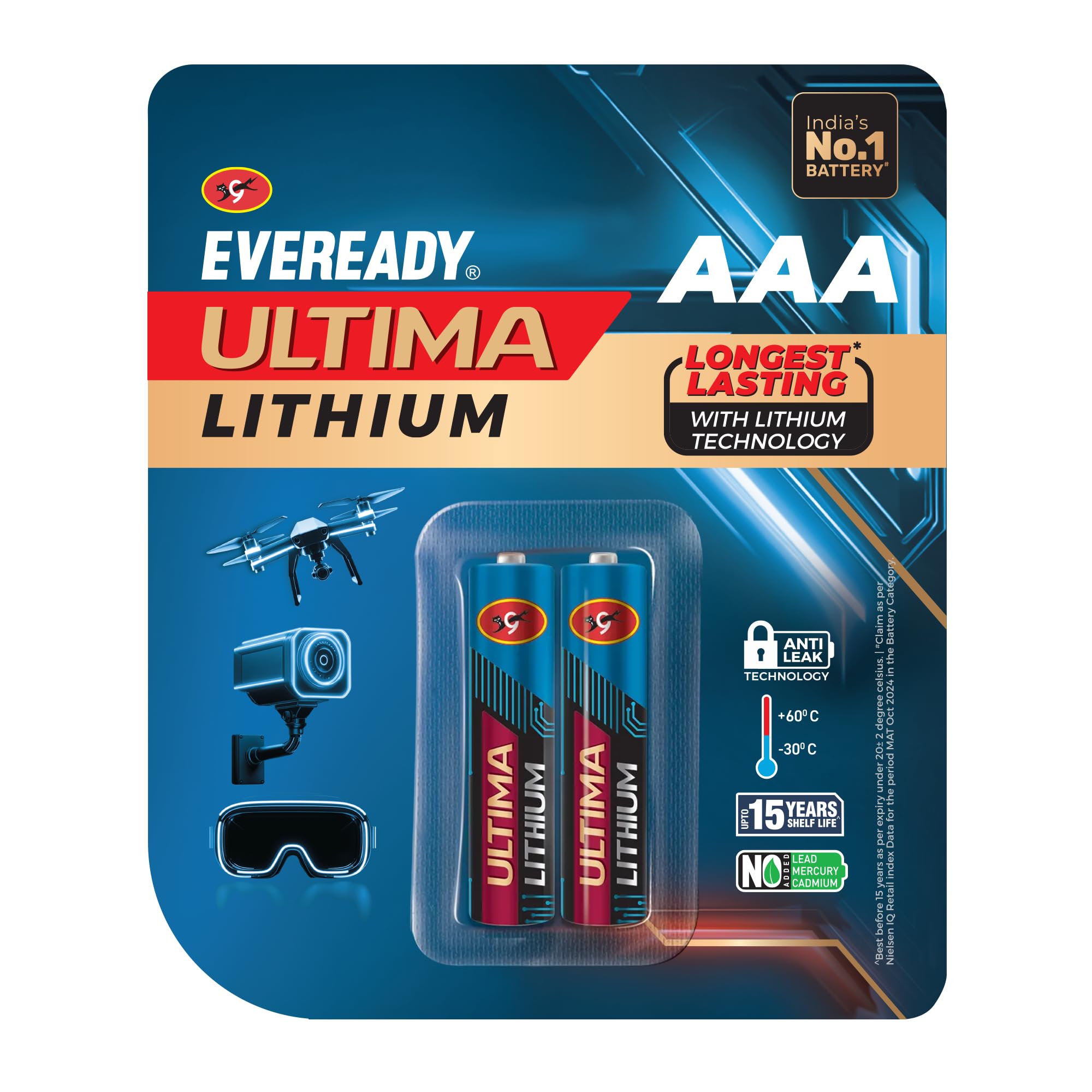 EVEREADY Ultima Lithium AAA Batteries – Pack of 2, 15X Longest Lasting, Anti-Leak Technology, Lightweight for High Performance Devices-picture-28