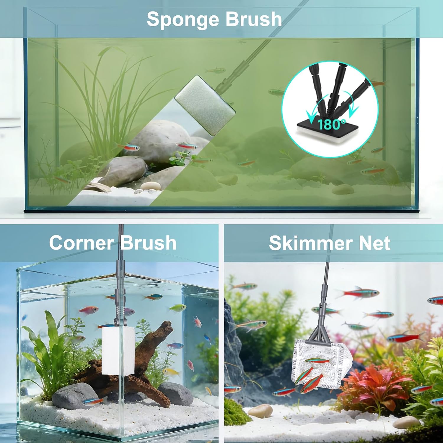 Carefree Fish (6+1-in-1(2026 New Upgrade Edition) Aquarium Cleaning Tools image 3