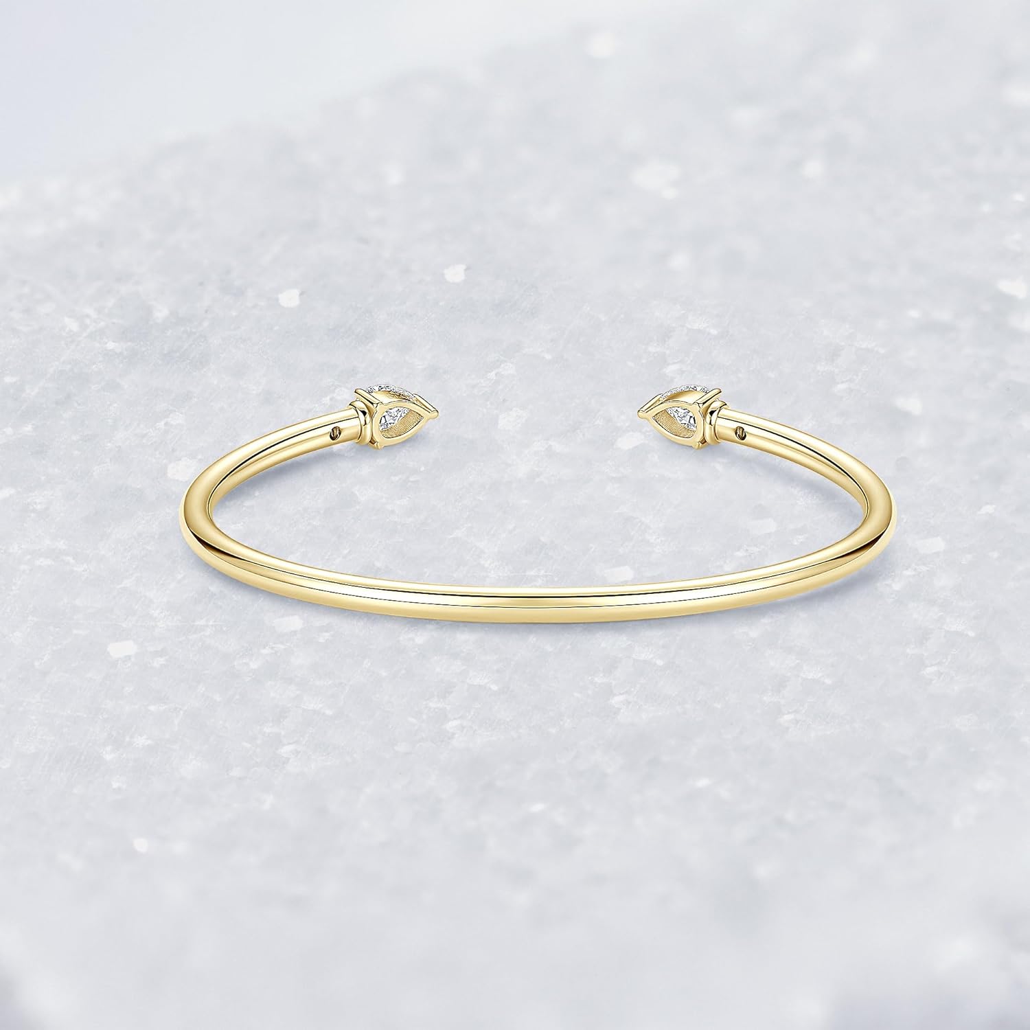 Pear Moissanite Cuff Bangle for Women, 1.6cttw D Color 5x7mm Pear Cut Moissanite, 925 Sterling Silver Dainty Bridal Cuff Bracelet, Fashion Wedding Jewelry for Her - Image 7