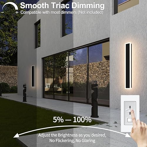 Vista 3 de Lámpara de pared moderna para exteriores de 36 pulgadas, lámpara de pared LED larga IP65, impermeable, regulable, 30 W, 2700 lm, aplique de pared