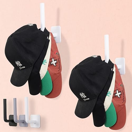 Perchero para gorras de béisbol, ganchos adhesivos para sombreros para pared, organizador de gorras de béisbol, sin perforaciones, soporte fuerte