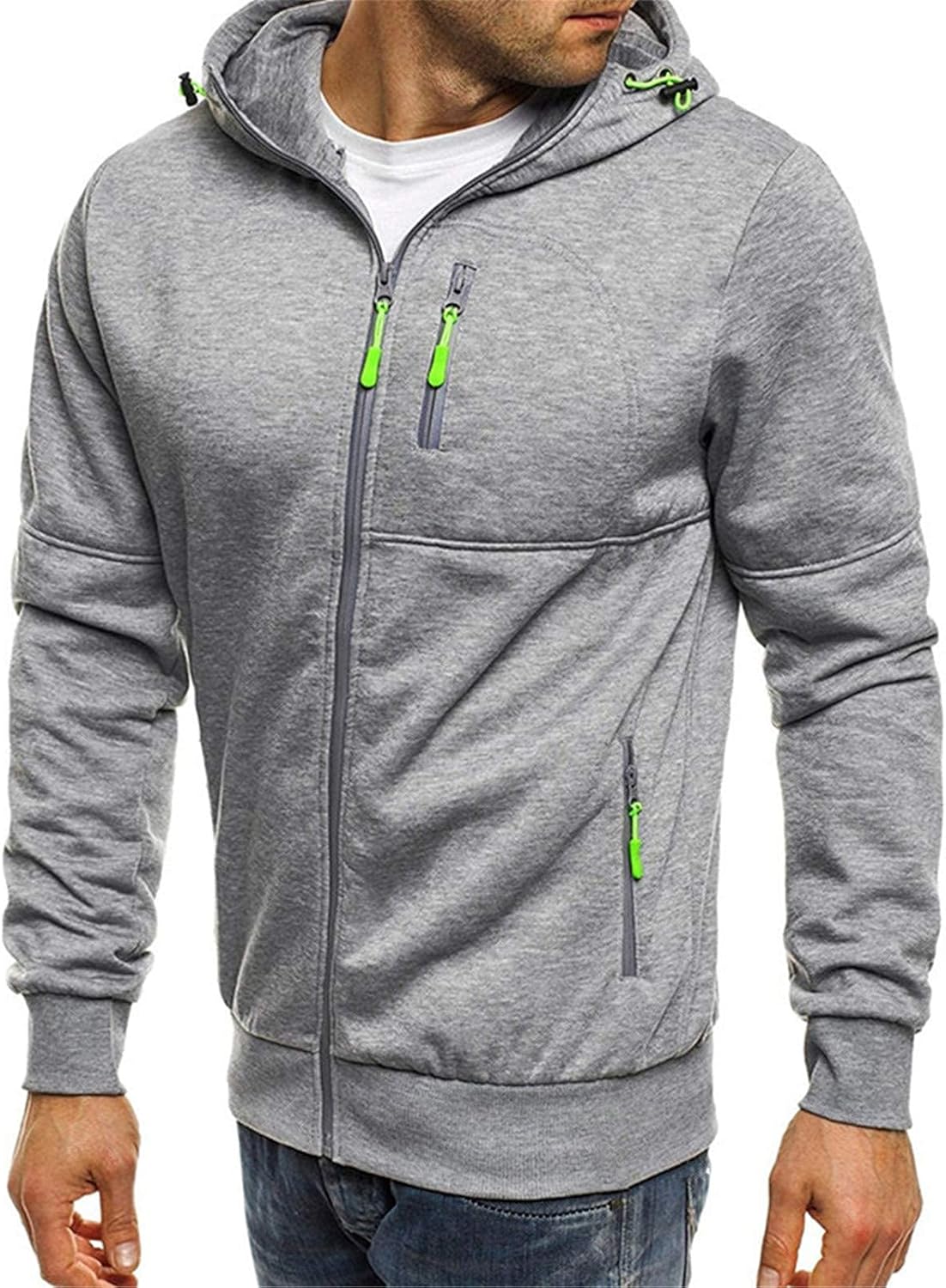 Men's Zip Up Fleece Hoodie Lightweight Sweatshirt Long Sleeve Sports Hooded Jacket with Zipper Pockets - Image 2