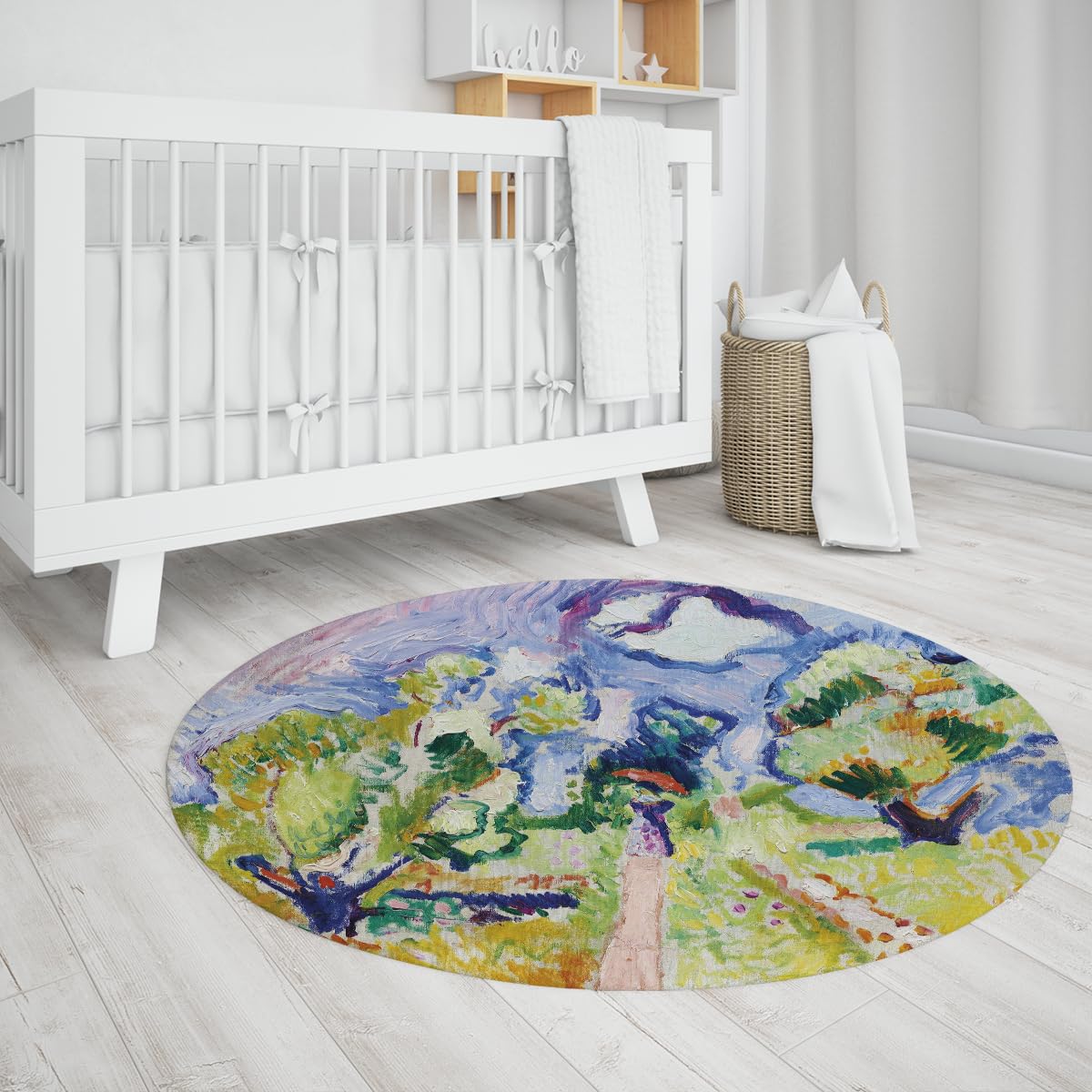 Tapis rond lavable en machine de 135cm grand format antidérapant