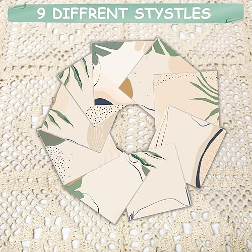 Miniatura 3 de Paquete de 9 notas adhesivas bohemias de 3 x 3 pulgadas, bonita nota adhesiva, bloc de notas autoadhesivas con patrón verde bohemio, notas adhesivas