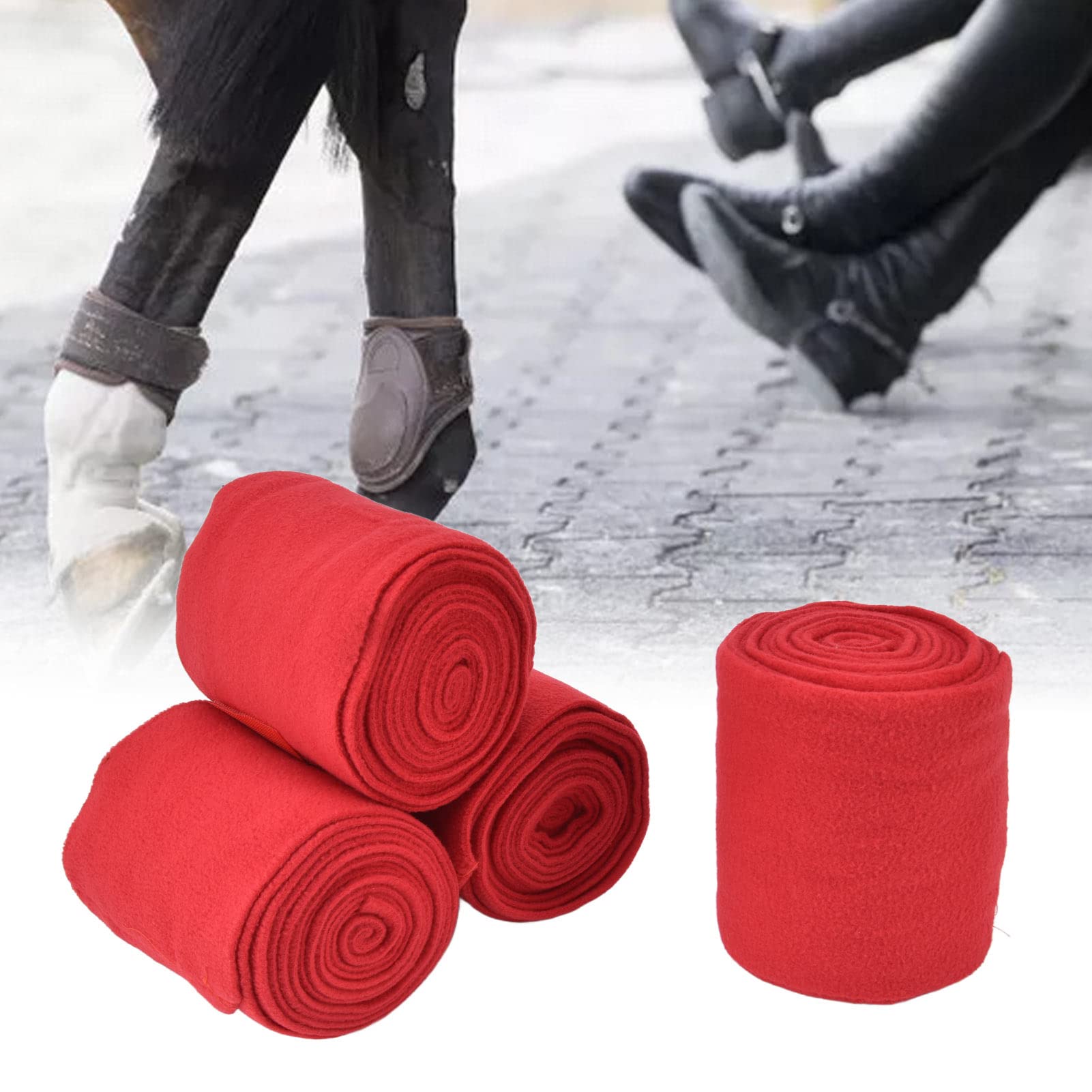 Set di Bendaggi per Gambe in Morbido Pile per Cavalli, Fasce per Gambe di Cavallo, Autoadesive, Traspiranti, Resistenti all'Usura, per Gambe di Animali, per Proteggere Gli Stivali, per Mucche,(Rosso)