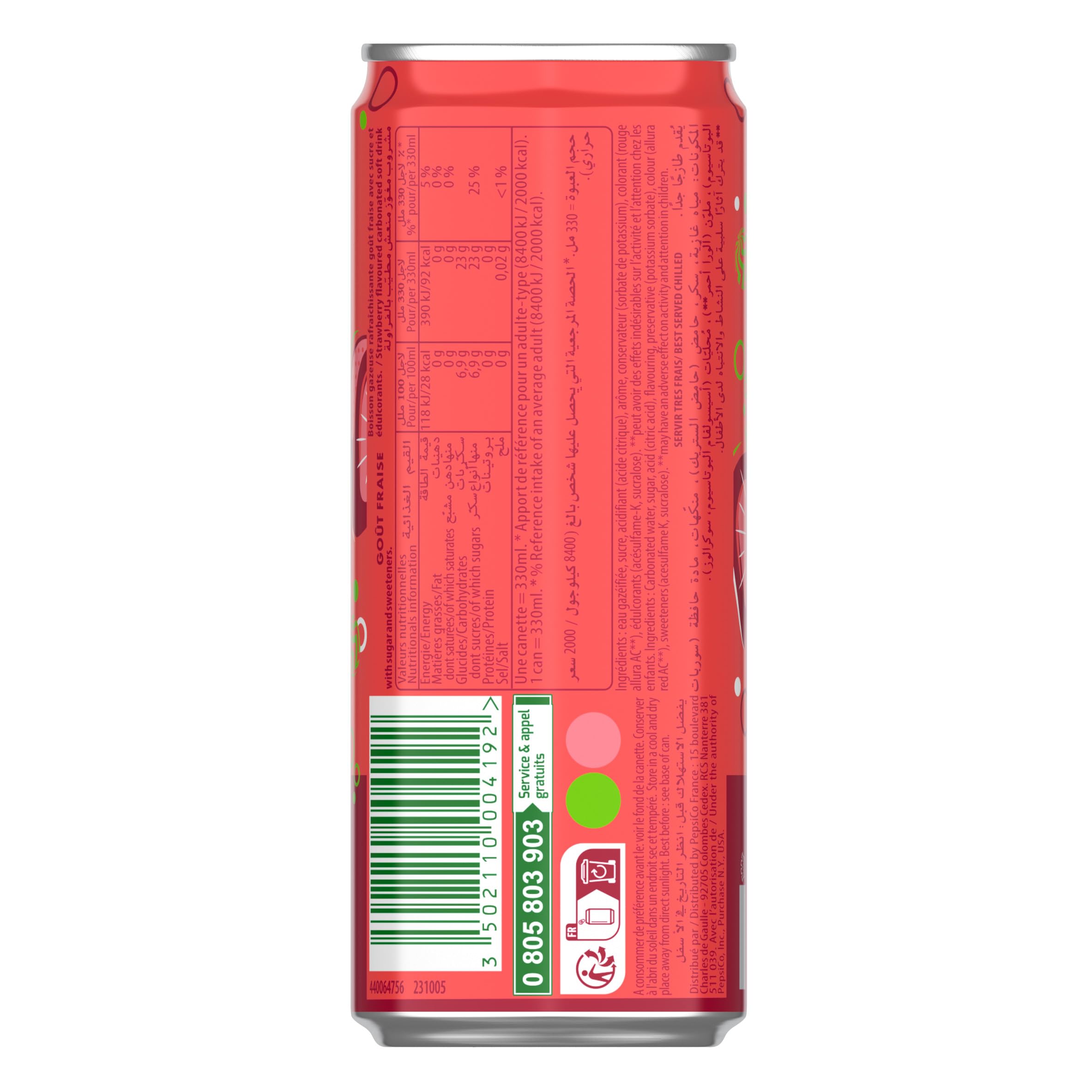 MIRINDA Soda Saveur Fraise - Lot de 24x33cl