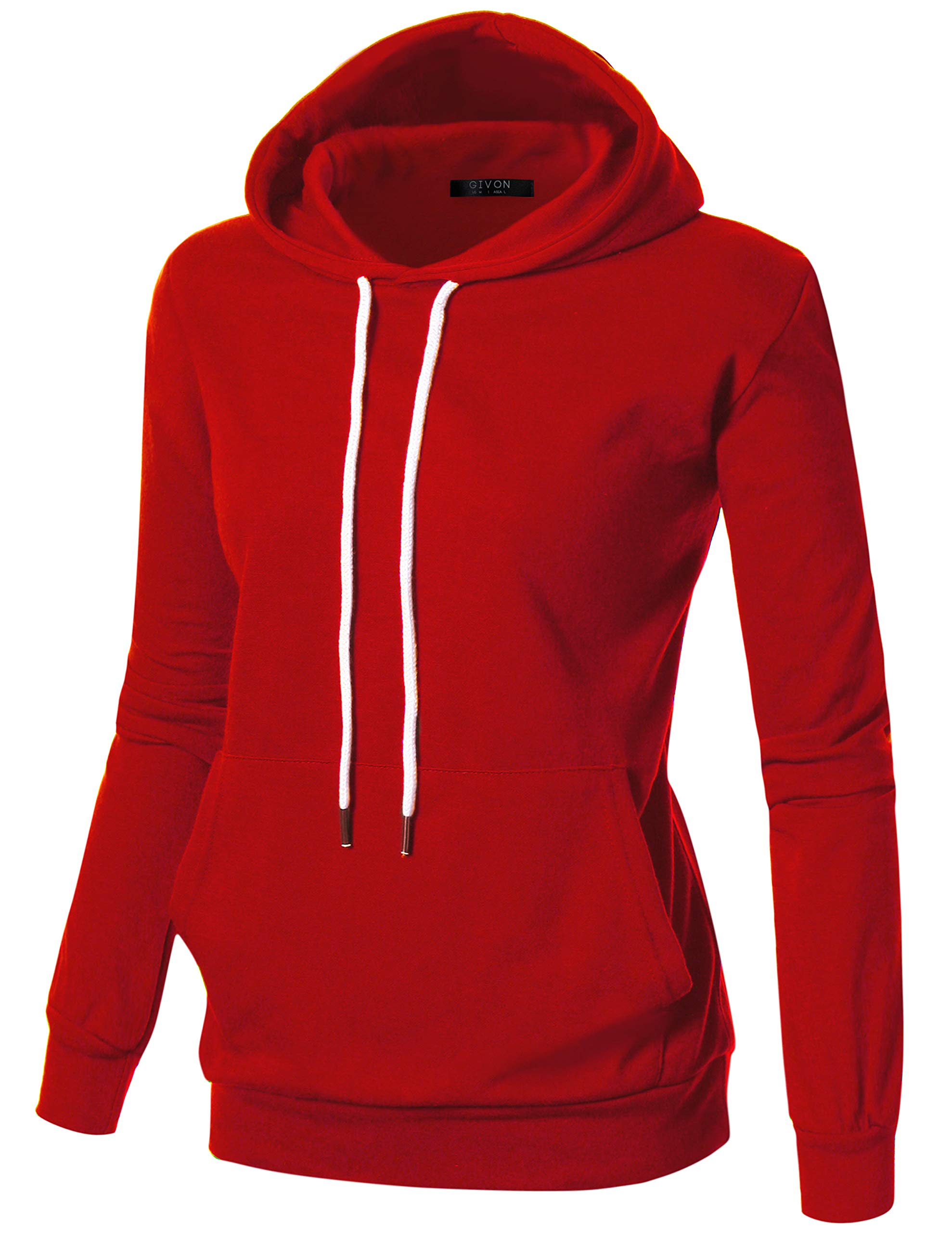 Womens Comfortable Long Sleeve Lightweight Pullover Hoodie with Kanga Pocket (XS~4XL)