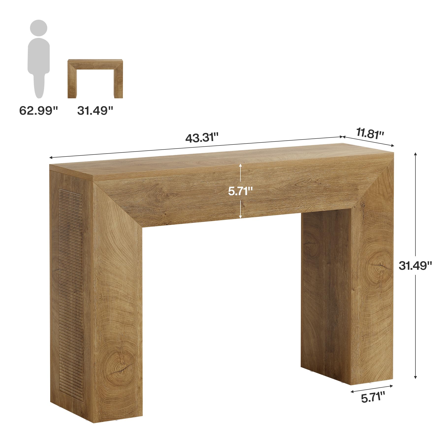 Tribesigns Konsolentisch 110 cm, Schmaler Rechteckiger Sofatisch Hinter Sofa, Landhaus Flurtisch Für Eingang Flur Und Wohnzimmer, Rustikales Braun