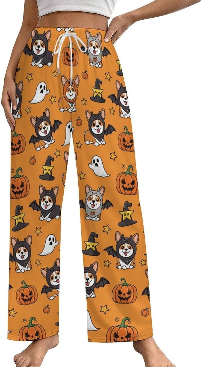 Women's Pajamas Bottom Causal Soft Lounge Pants Wide Leg Sleepwear with Pockets
