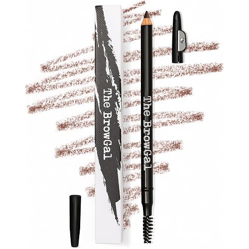 The BrowGal Eyebrow Pencil with Spoolie & Built in Sharpener - Shade 04 Medium Brown - Waterproof & Buildable Brow Pencil with Hair Like Strokes - Natural Looking, Soft Finish