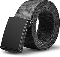 LXMY Men's Holeless Adjustable Canvas Belt - Black Work, Casual & Business Belt for Perfect Custom Fit