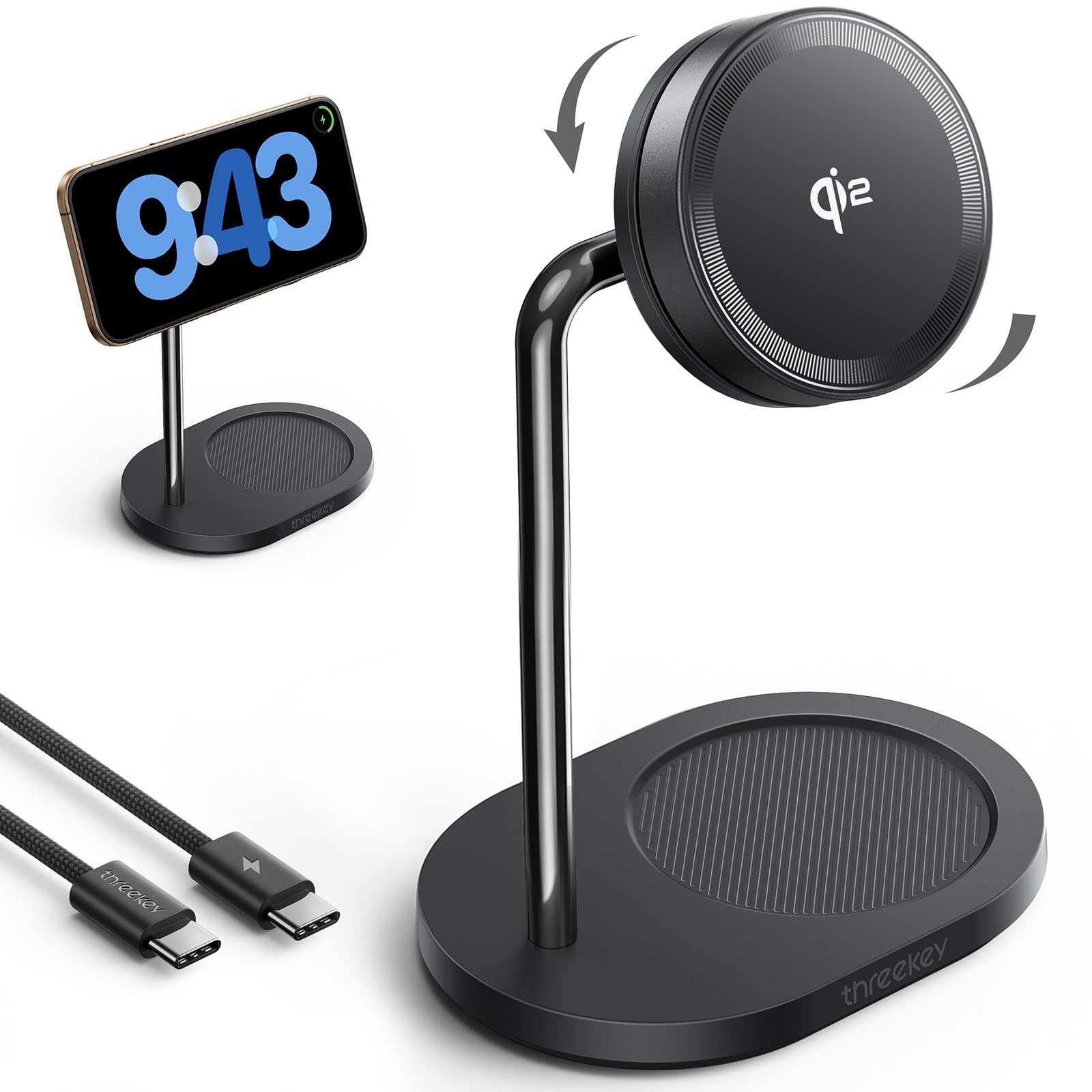 MFI Qi2 PSE 公式認証 　MagSafe ワイヤレス充電ステーション Amazon.co.jp: THREEKEY ワイヤレス充電器【Qi2 PSE 公式認証