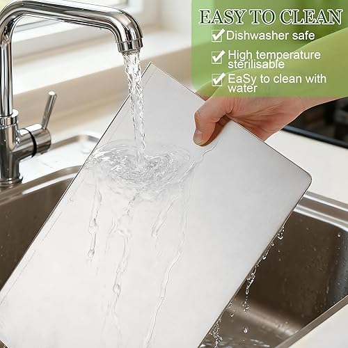 Miniatura 5 de Patelai 2 tablas de cortar de acero inoxidable para la cocina, tabla de cortar de acero inoxidable de 15 x 1212 x 8 pulgadas, con 4 almohadillas