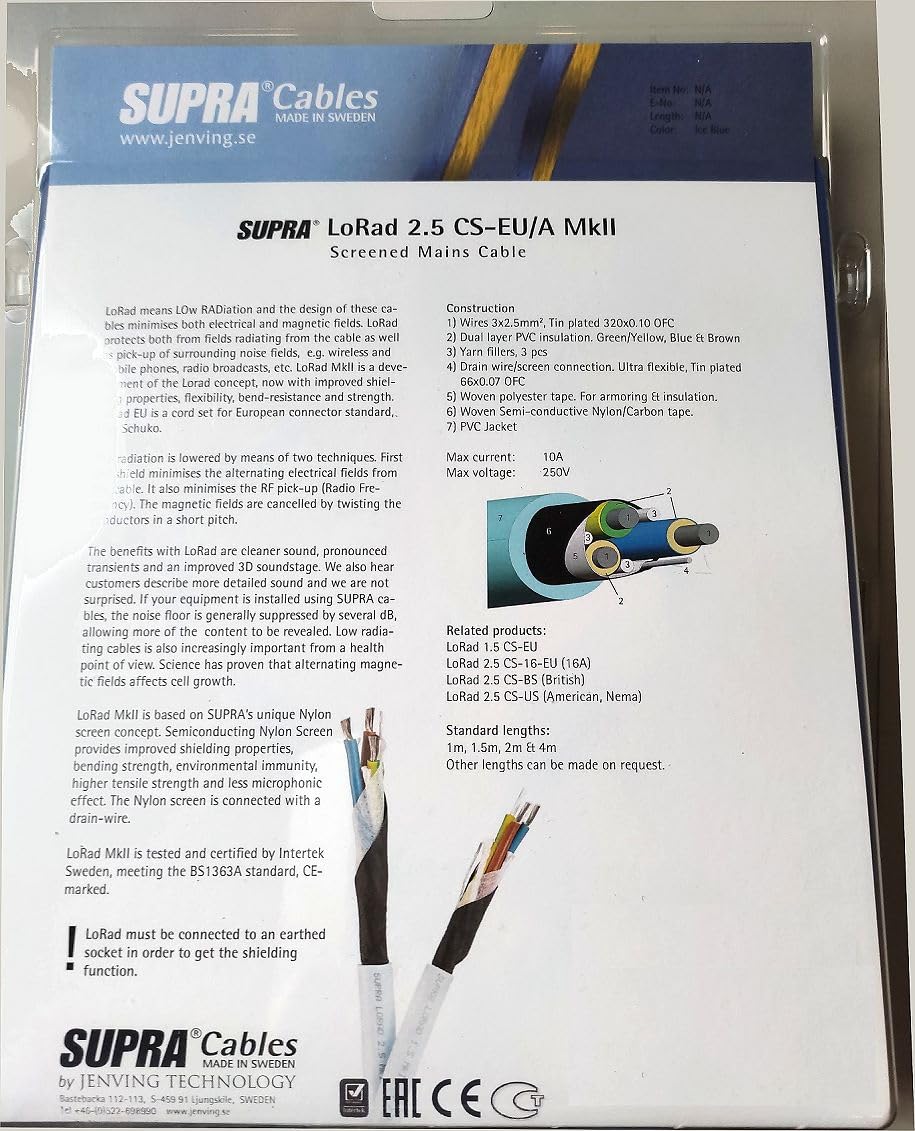 Supra Cables Netzkabel abgewinkelt LoRad 2,5 MKII EU 2M