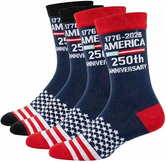 USA Flag Socks for Men Women,2 Pair America 250th Star Stripe Socks 1776-2026, Independence Day 4th of July Gifts