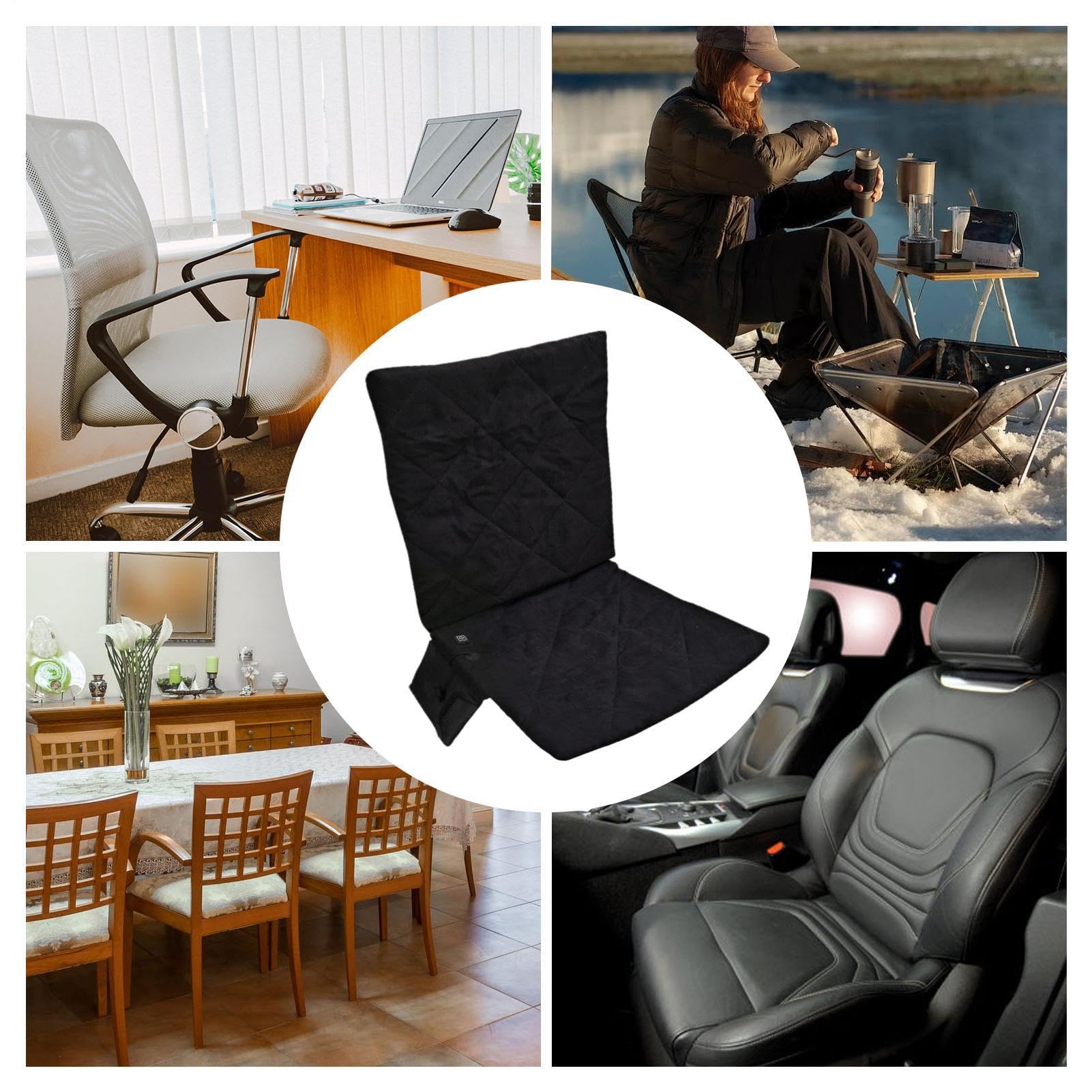 Almohadilla térmica para silla, cojín de asiento con calefacción, asiento | Cojín de asiento con calefacción, calentador de silla plegable, almohadilla térmica de asiento portátil de 3 niveles para