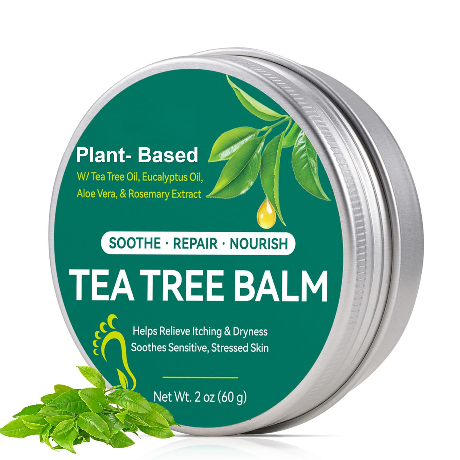 Tea Tree Oil Balm for Skin – 2 OZ Natural Foot & Body Cream Absorbing