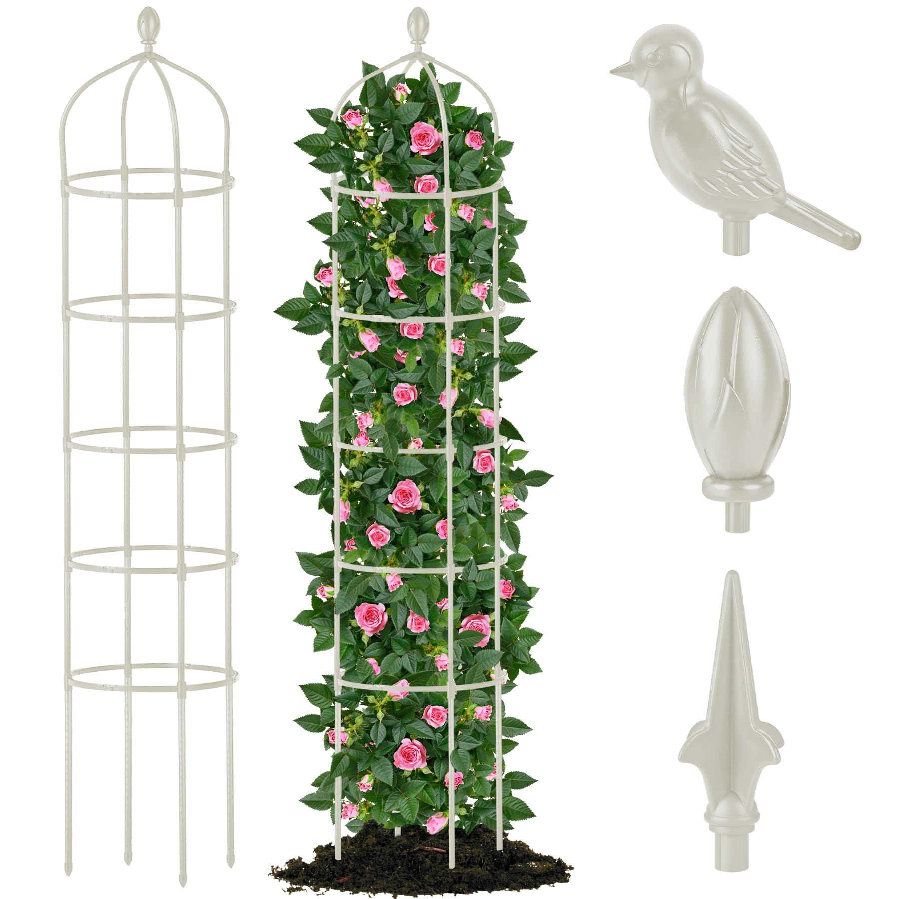 Garden Obelisk Trellis for Climbing Plants Outdoor 6.7 Ft Rose Bush Round Trellis for Pots Rustproof Metal Plant Flower Trellises for Clematis Vine Jasmine Support Outdoor Indoor