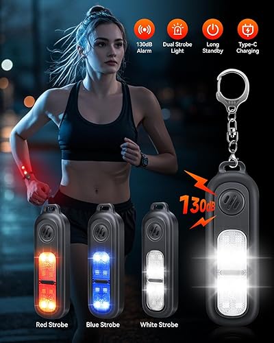 Miniatura 3 de ELECPOW Alarmas personales de 130 dB, llavero y clip de alarma portátil para mujeres, autodefensa, correr y viajar, alarma de violación para mujeres