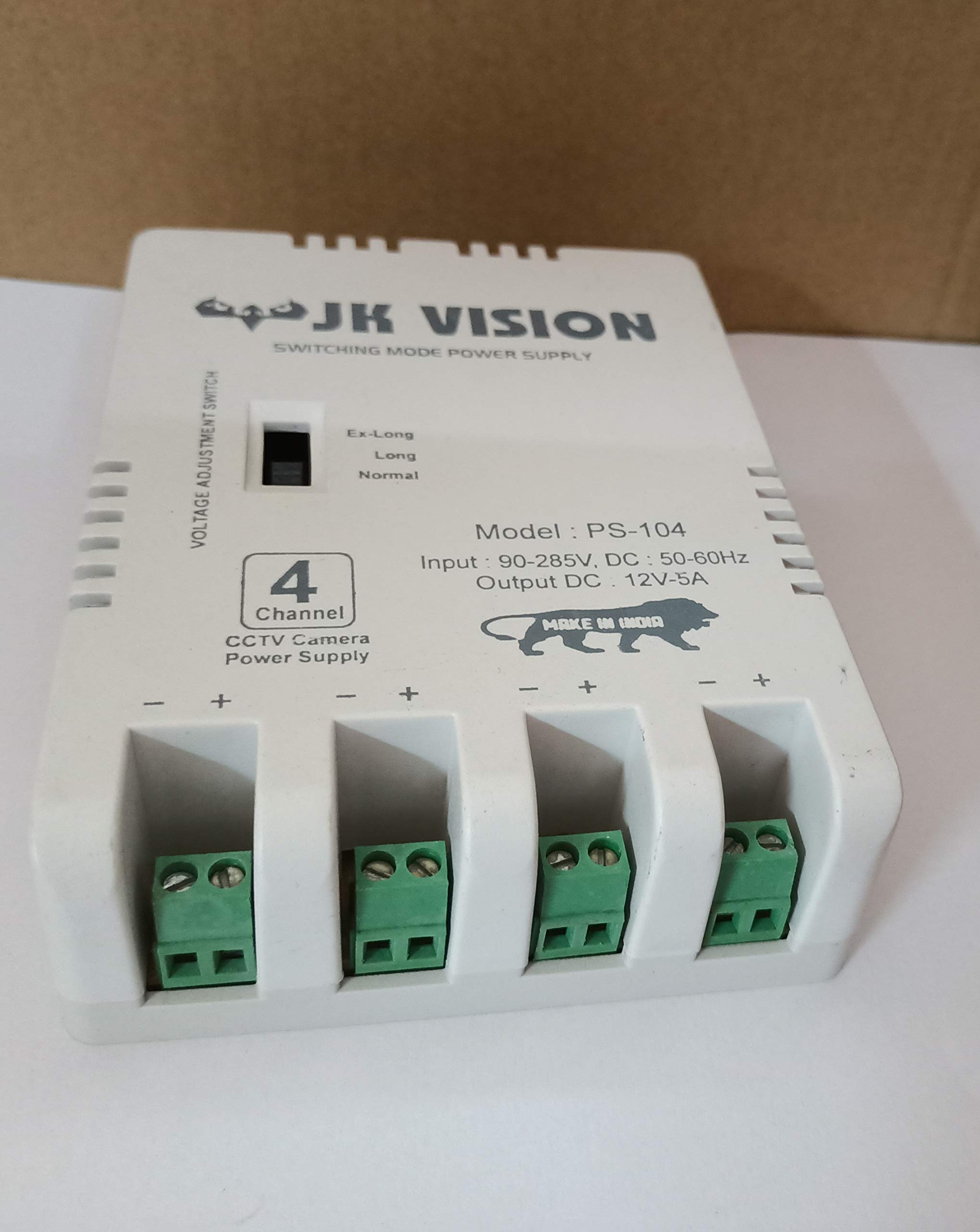 j.k.vision cctv power supply 4 channel, compatible for cp plus, hikvision, dahua camera and dvr (5 amp)