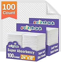 POIKSHARK 100 Pack Disposable Baby Changing Pads 18x24 Inch - Super Absorbent Leakproof Underpads for Diaper Changes, Pets & Postpartum