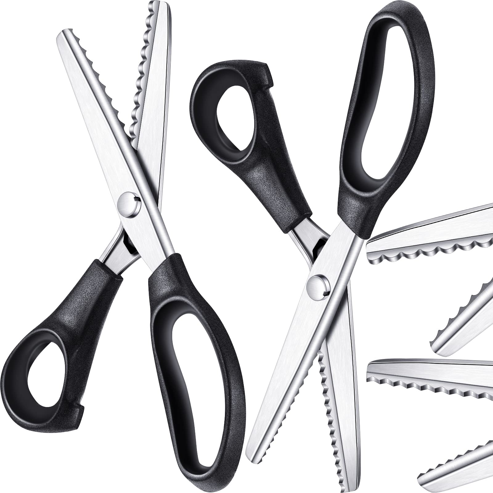 Amylove 2 Pcs Pinking Shears Scissors for Fabric Cutting 7 mm 5 mm Scalloped Serrated Scissors Zig Zag Cut Sewing 9.2" Professional Handheld Jagged Dressmaking Supply for Leather Clothing Paper Craft