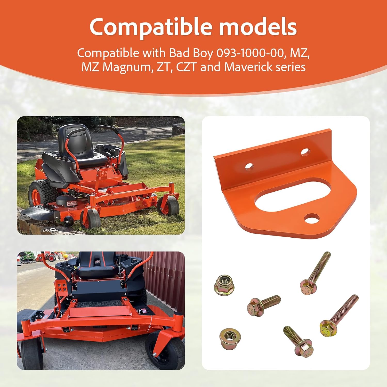 1/4-Inch Thick Steel Bolt-on Tow Hitch Replaces 093-1000-00 & 093-1000-98 for Bad Boy MZ, MZ Magnum, ZT, CZT, Maverick Zero Turn Mowers