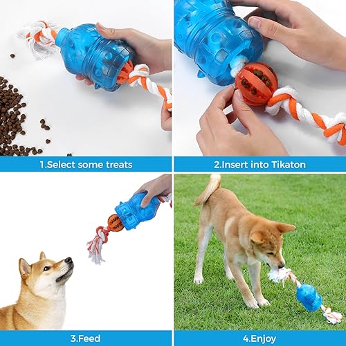 Miniatura 7 de Tikaton Juguetes interactivos dispensadores de golosinas para perros, rompecabezas duradero para cachorros, cuerda de nudo, juguete para razas