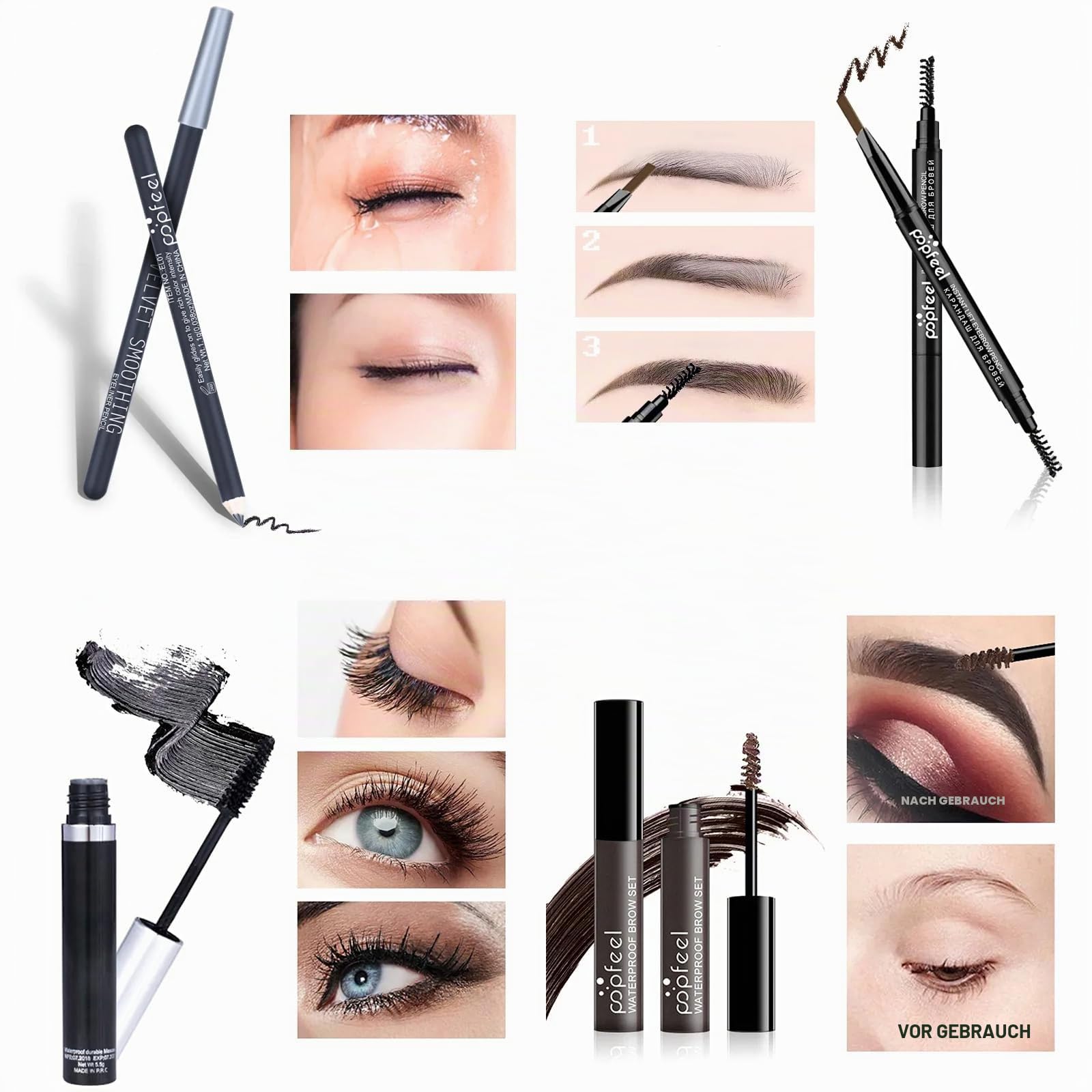 All in One Make Up Set, Make-up Sets, Schminkset für Frauen, Kosmetik Geschenkset mit Lidschatten Palette, Mascara, Foundation & Face Primer, Eyeliner Stempel, Lip Gloss mit Makeup Schwamm Pinsel