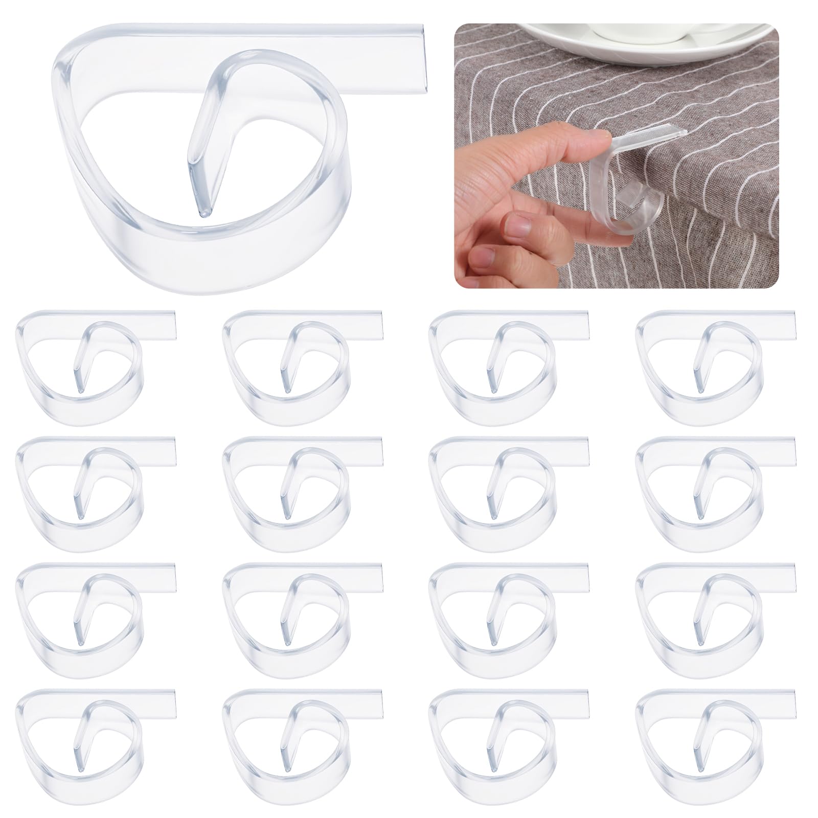 Lot de 12 pinces à nappe transparentes en plastique pour l'extérieur Noël mariage pique-nique
